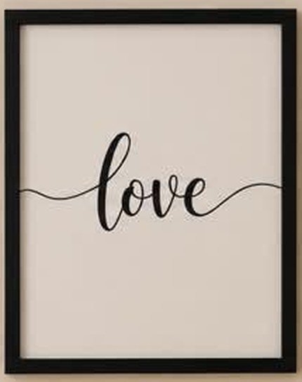 Framed print reading love